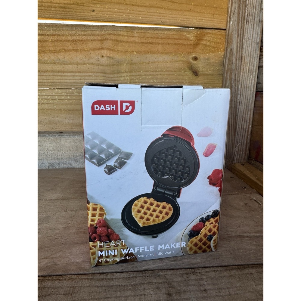 DASH Mini Waffle Maker Machine for‎ Individuals, Paninis, 4 Inch, Red Heart - Picture 3 of 14